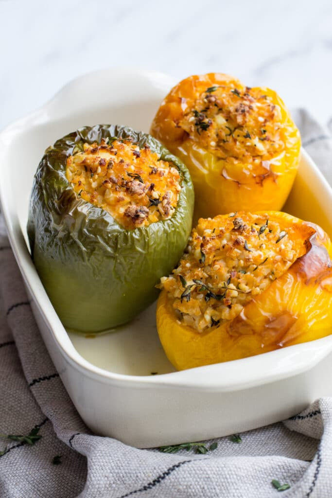 Vegetarian Keto Stuffed Peppers
 Ve arian keto cauliflower rice stuffed peppers