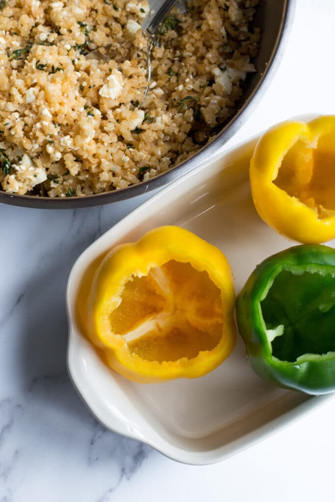 Vegetarian Keto Stuffed Peppers
 Ve arian keto cauliflower rice stuffed peppers