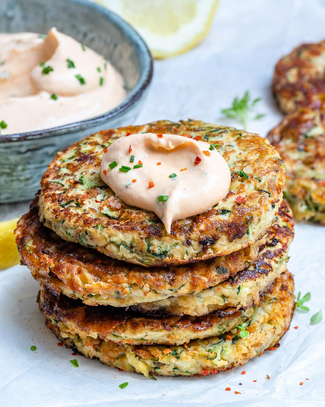 Zucchini Keto Fritters
 Cheesy Zucchini Fritters With Spicy Ranch Dip Keto Recipe