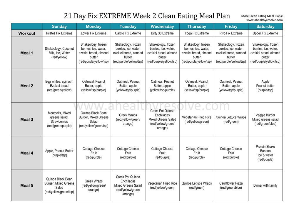 21 Day Weight Loss Meal Plan
 21 Day Fix EXTREME Clean Eating Ve arian Meal Plan With