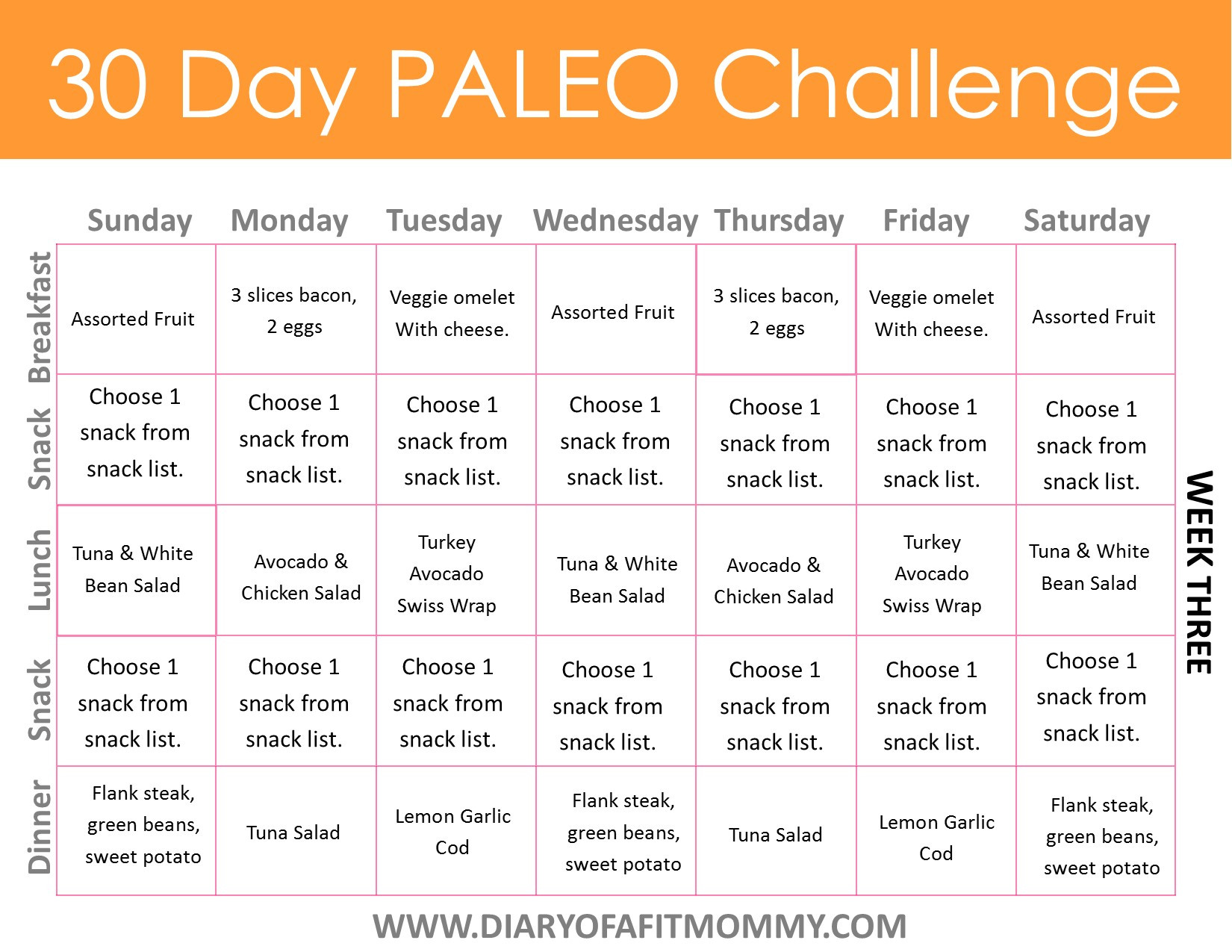 30 Day Weight Loss Meal Plan
 Diary of a Fit Mommy30 Day Paleo Challenge Diary of a