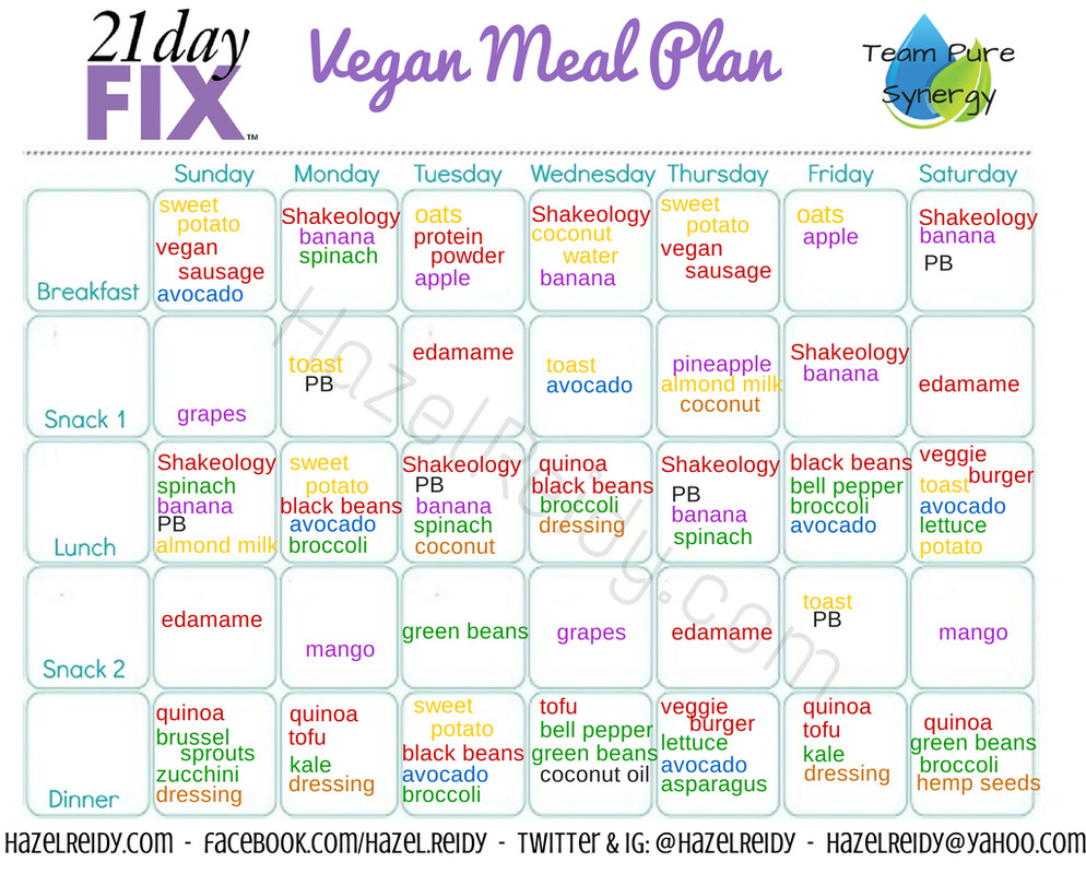 Best Vegan Diet Plan
 new 21 day fix vegan menu fit Pinterest