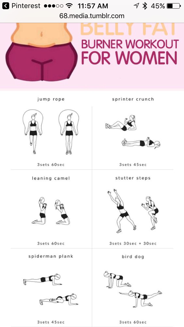 Burn Belly Fat Workout Exercises
 Pin on exercises