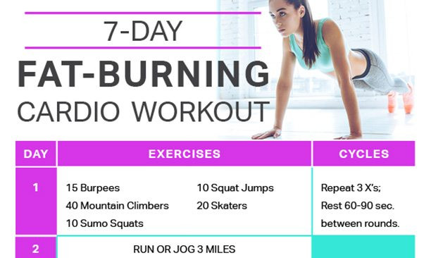 Cardio Fat Burning Workout
 7 Day Fat Burning Cardio Workout Calendar