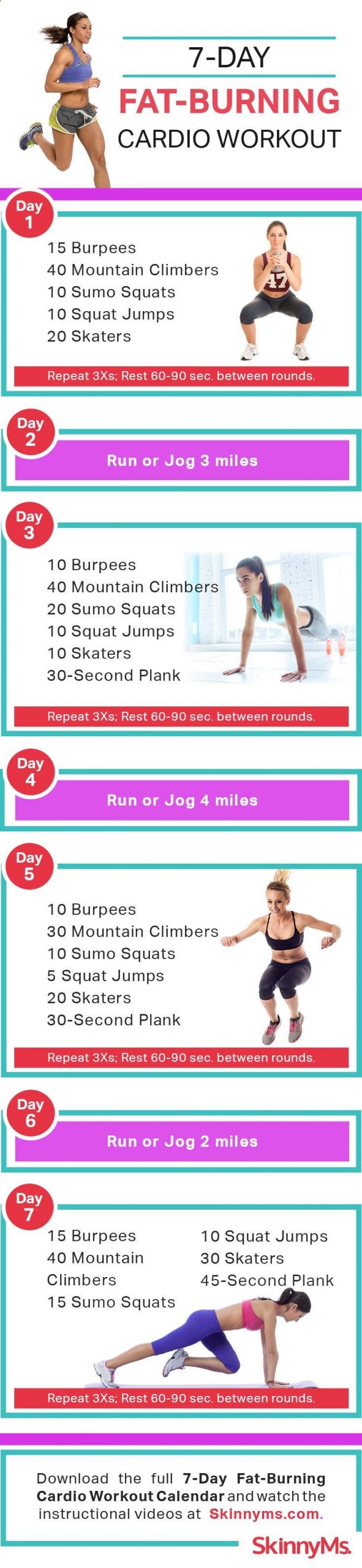 Cardio Fat Burning Workout
 7 Day Fat Burning Cardio Workout Start today skinnyms