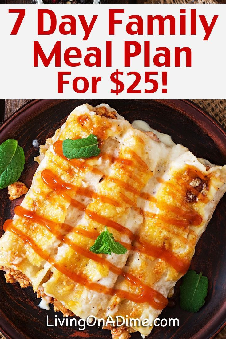 Cheap Easy Dinners
 7 Day Meal Plan for $25 Cheap And Easy Family Meals