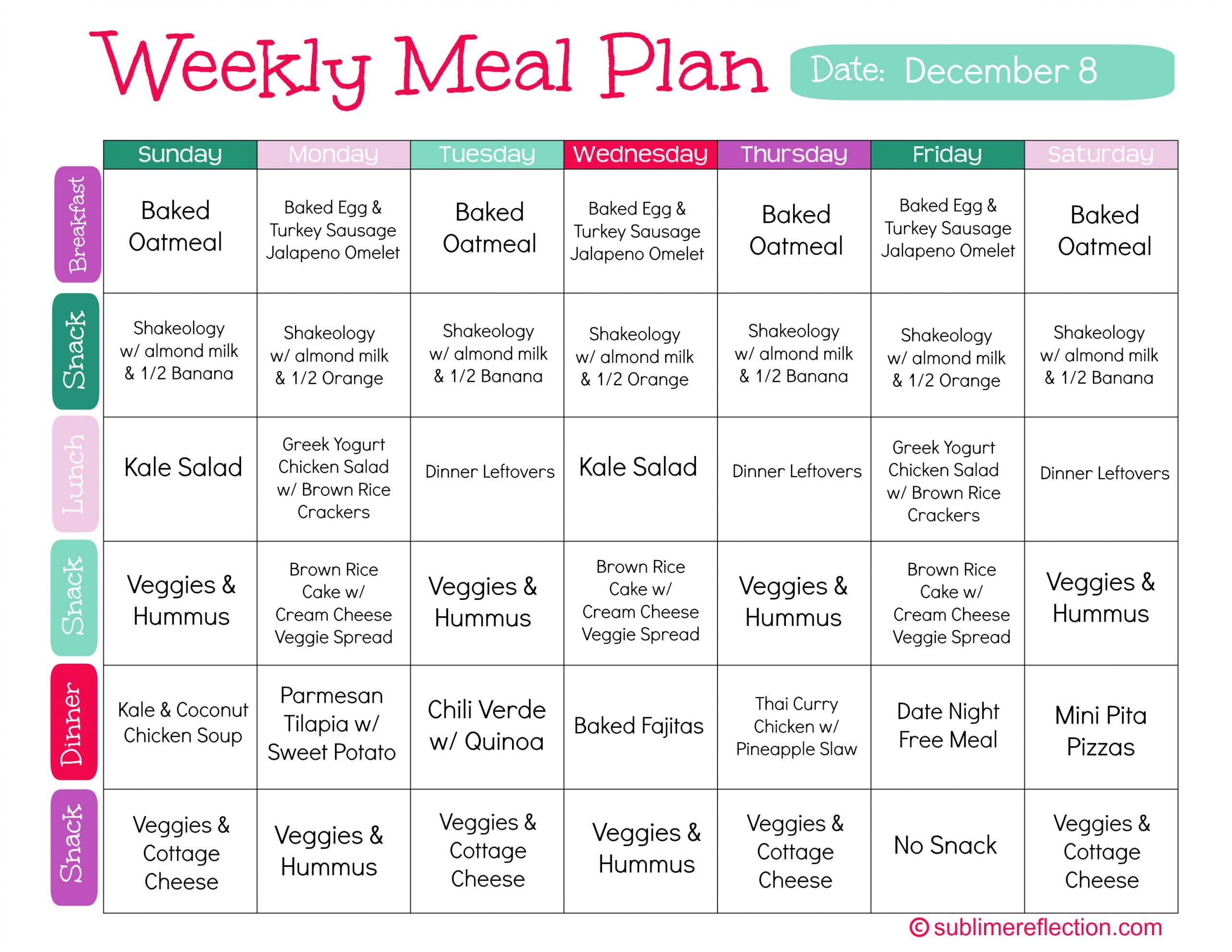 Clean Eating Weight Loss Meal Plans
 Clean Eating Meal Plan 1 Sublime Reflection