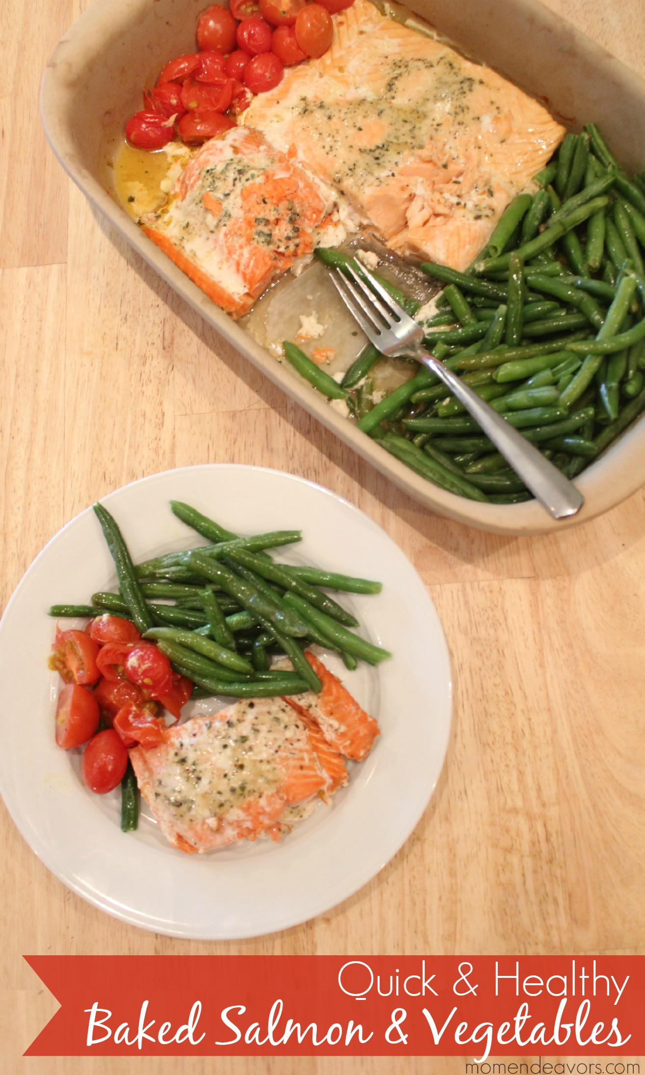 Easy Dinner For One
 Quick & Healthy Recipe e Pan Baked Salmon & Ve ables