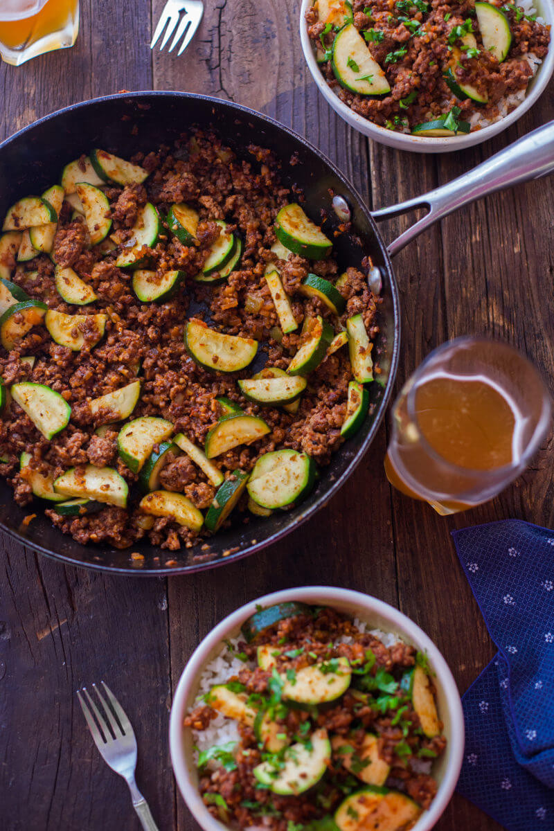 Easy Dinner Recipes Beef
 Zucchini Beef Skillet Recipe a e Pot Paleo Dinner