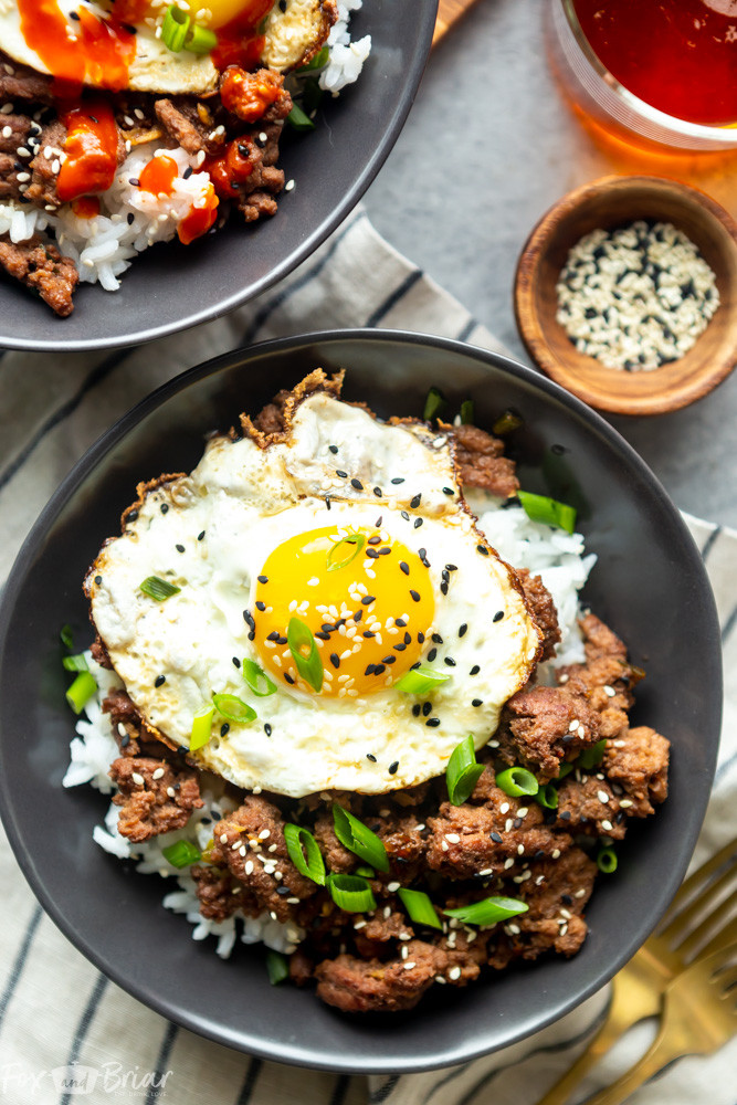 Easy Dinner With Ground Beef
 Korean Ground Beef Bowls Fox and Briar