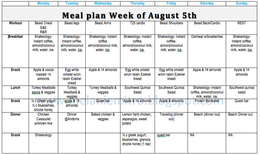 Easy Weight Loss Meal Plan
 Week 6 Body Beast T25 Update