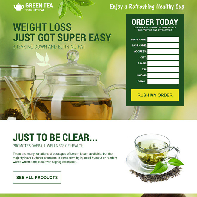 Green Tea Weight Loss Results
 Pin on green tea weight loss landing page design