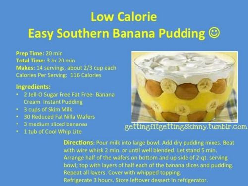 Healthy Banana Recipes Low Calories Diet
 Low Calorie Banana Pudding