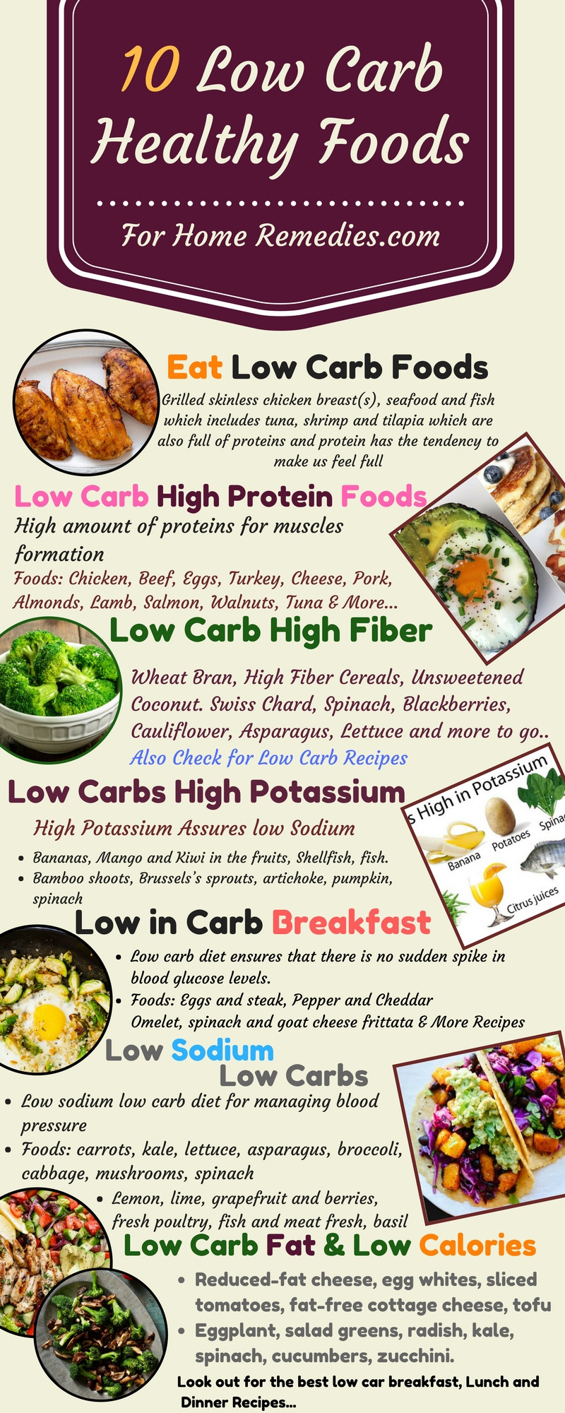 Healthy Low Carb Diet
 10 Low Carb Foods Low Fat Sugar High Protein Fiber