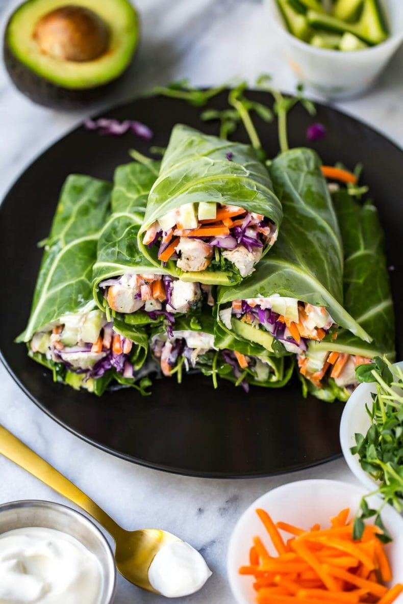 Healthy Wraps Low Calorie Diet
 Low Carb Garlic Chicken Collard Wraps