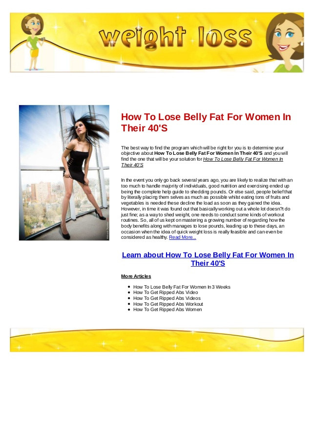 How To Lose Belly Fat After 40
 How to lose belly fat for women in their 40's