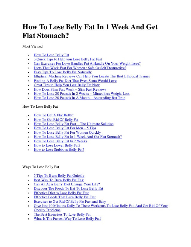 How To Lose Belly Fat Fast In A Week Flat Stomach
 How to lose belly fat in 1 week and flat stomach