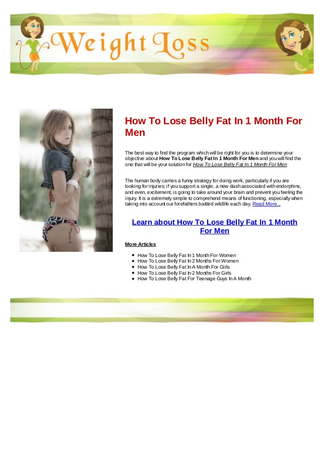 How To Lose Belly Fat In A Month
 How to lose belly fat in 1 month for men