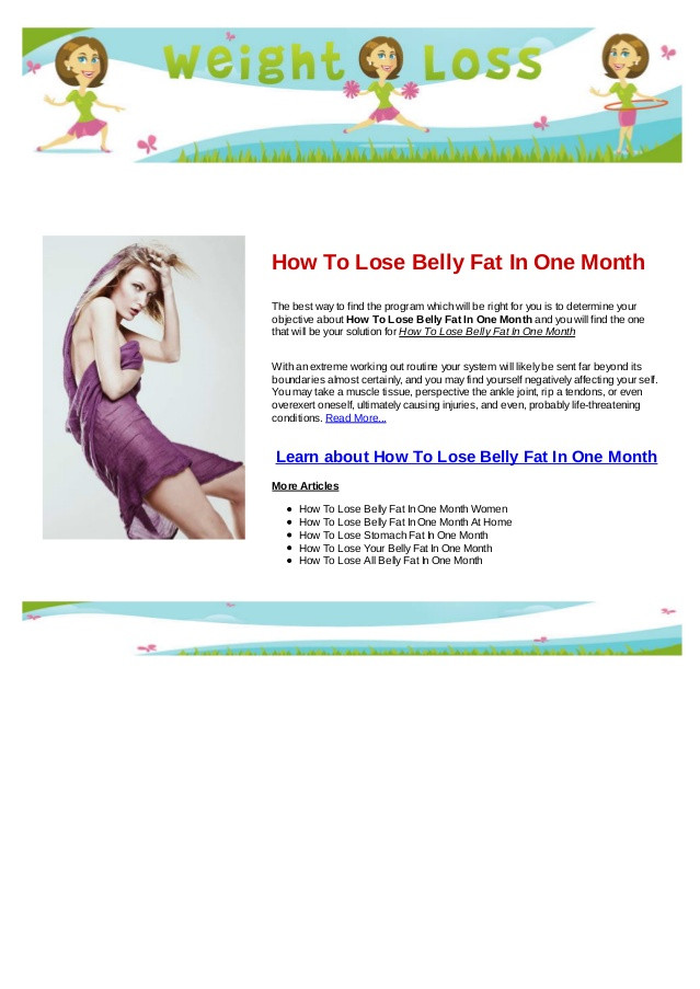 How To Lose Belly Fat In A Month
 How to lose belly fat in one month