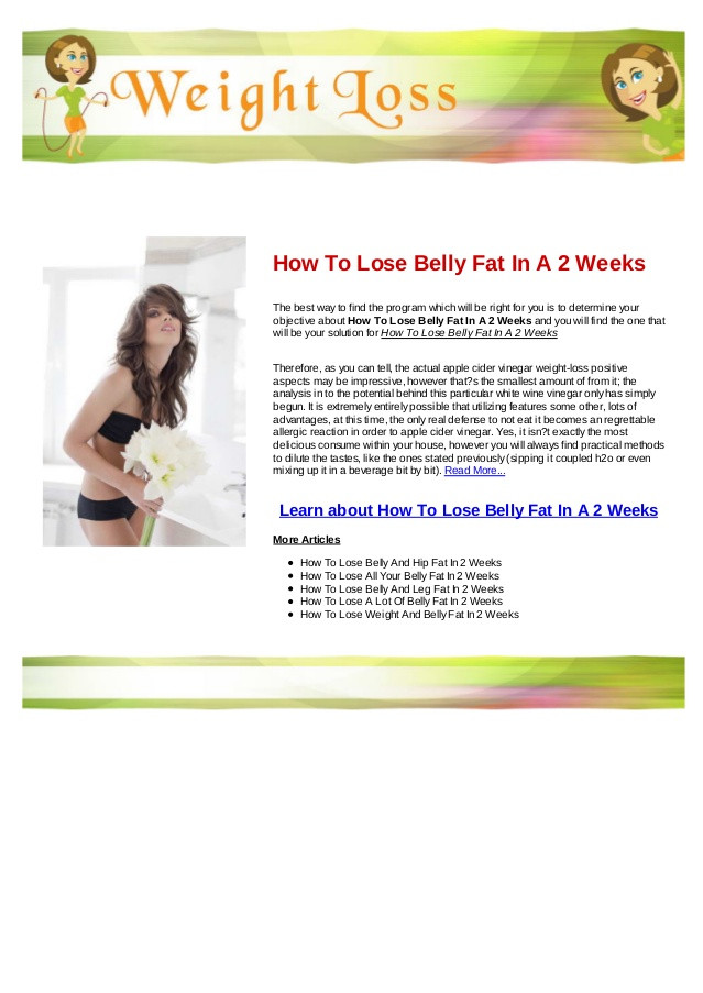 How To Lose Belly Fat In Two Weeks
 How to lose belly fat in a 2 weeks