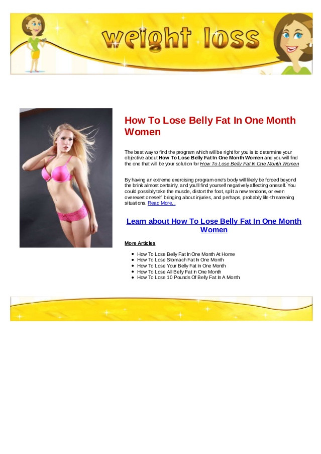 How To Lose Belly Fat With Pcos
 How to lose belly fat in one month women