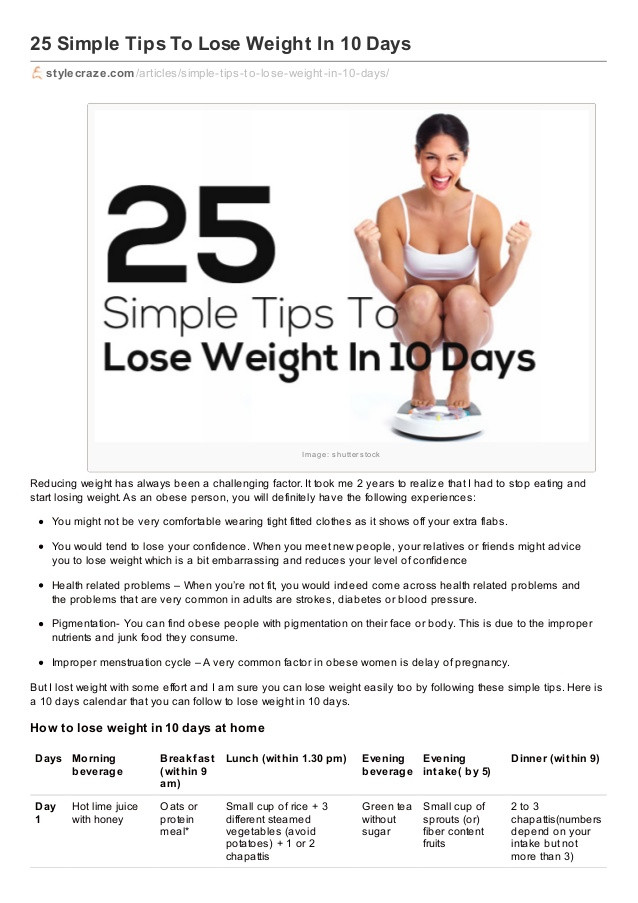 How To Lose Weight Easy
 Simple Tips To Lose Weight In 10 Days