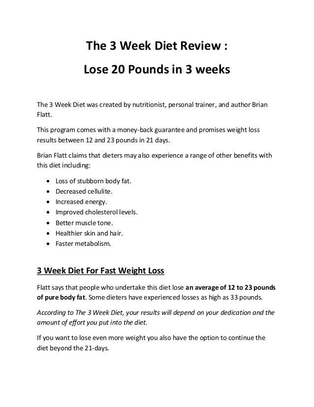 How To Lose Weight In 3 Weeks
 The Three 3 Week Diet Plan How to Lose Weight in A WEEK