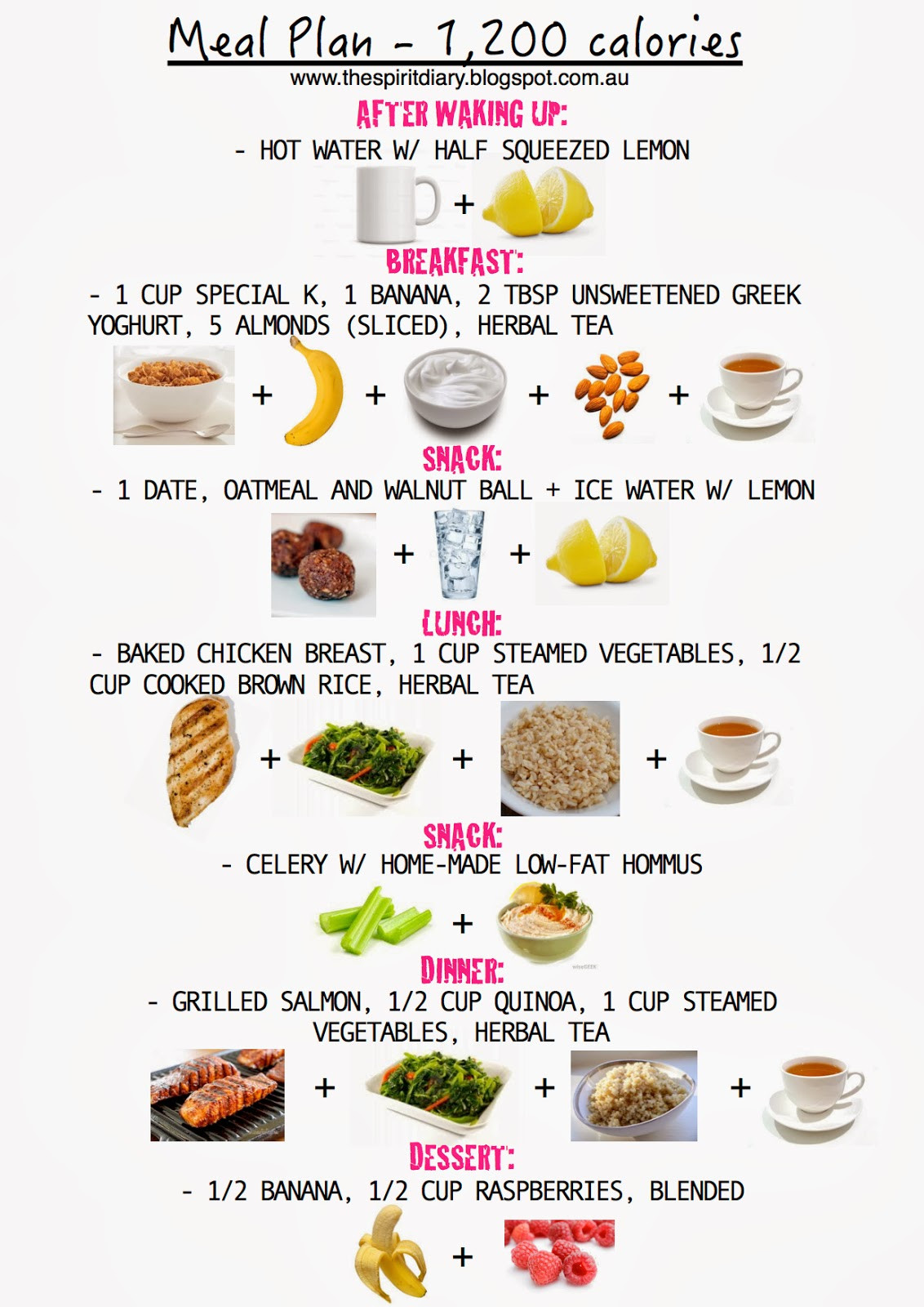 Low Calorie Diet Plan
 The Spirit Diary Meal Plan 1 200 calories summer