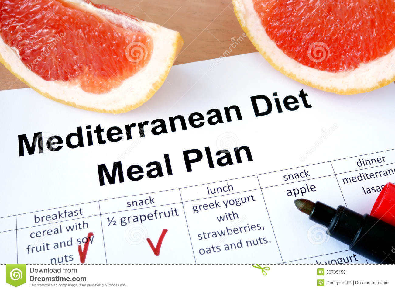 Mediterranean Weight Loss Meal Plan
 Mediterranean Diet Meal Plan And Grapefruit Stock Image