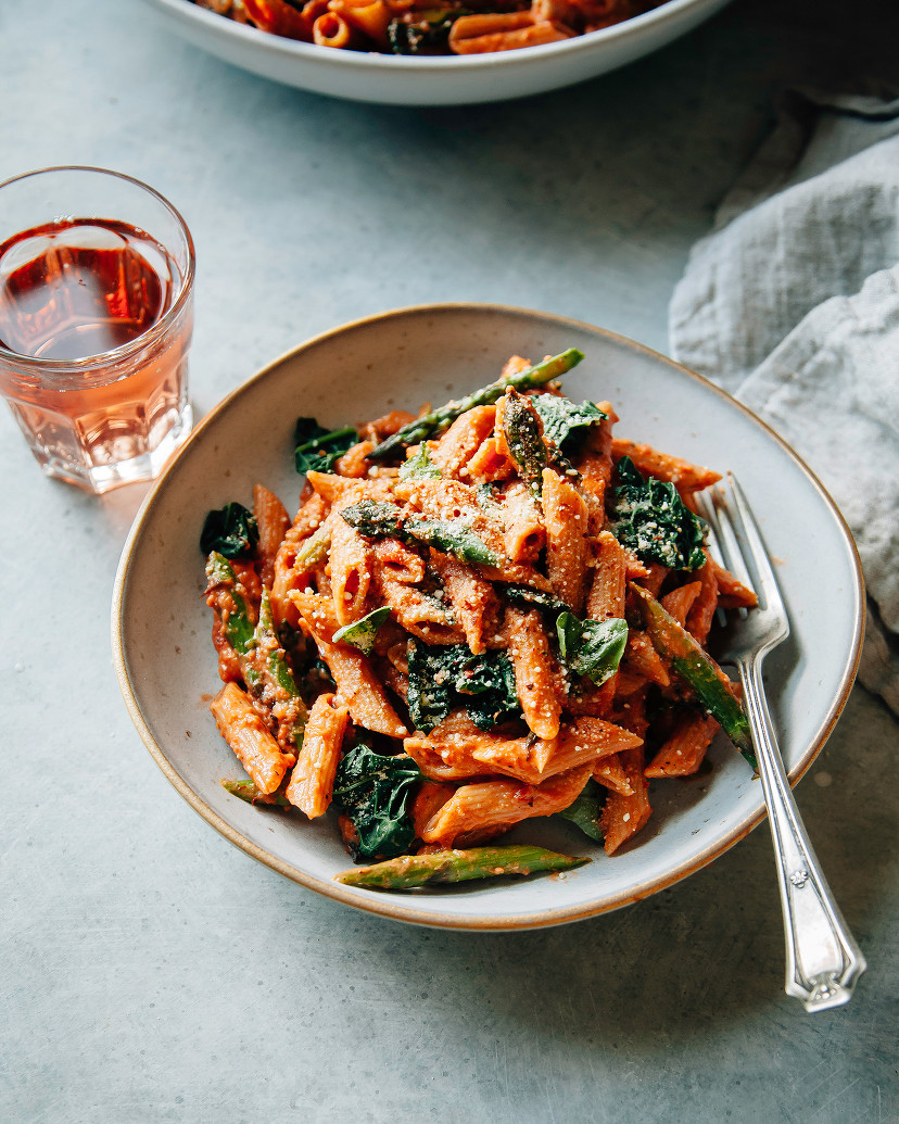 Plant Based Recipes Pasta
 DOUBLE ROSÉ PASTA WITH ASPARAGUS & KALE The First Mess