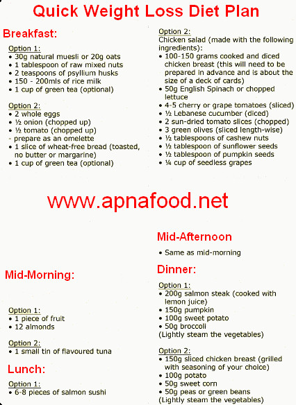 Quick Weight Loss Diet Plan
 Quick Weight Loss Diet Plan