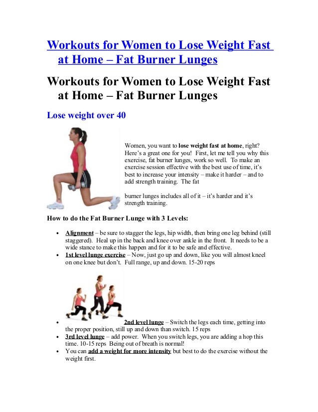 Quick Weight Loss Workout At Home
 Workouts for women to lose weight fast at home fat burner