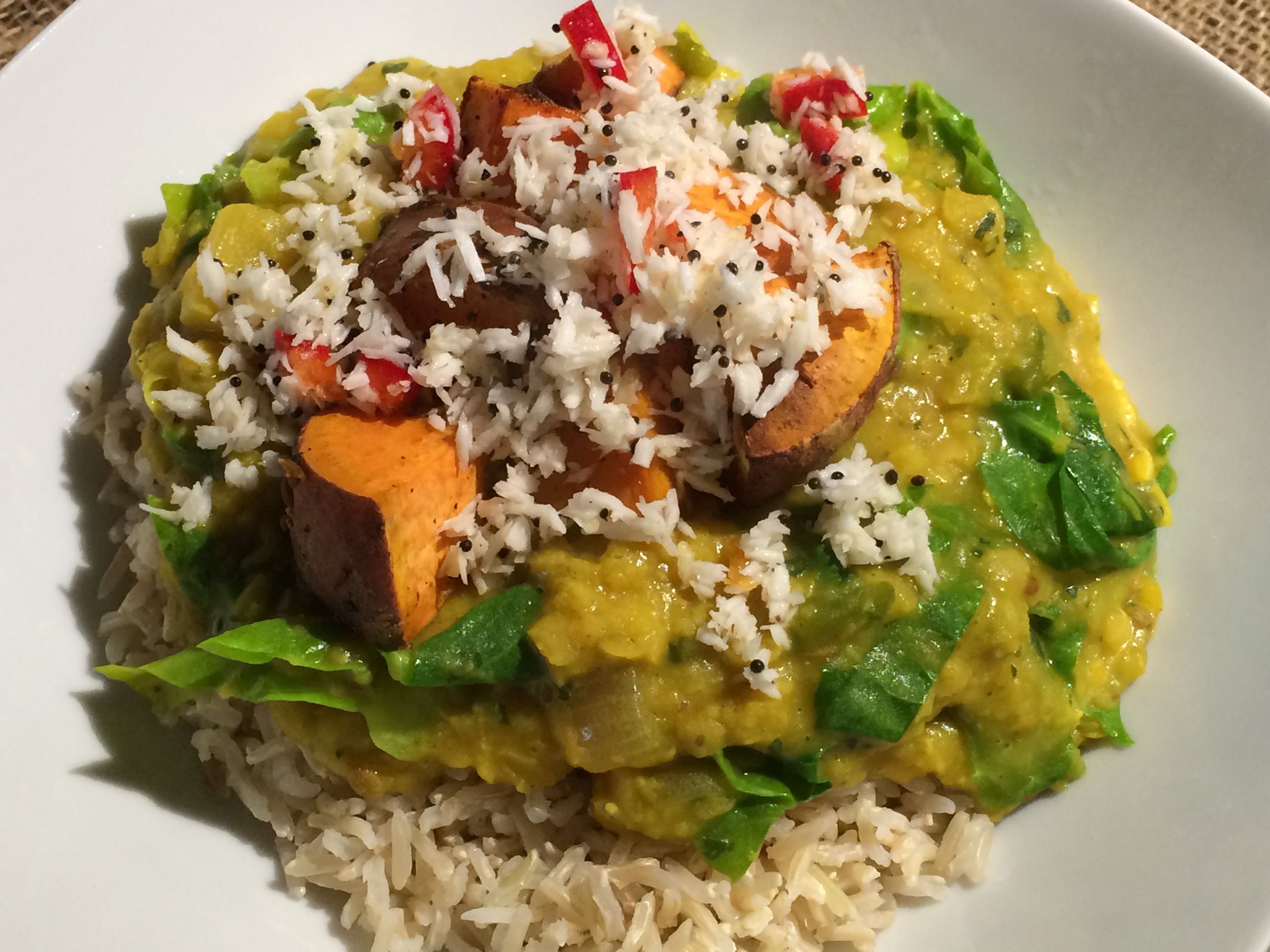 Sweet Potato Plant Based Recipes
 Dhal with sweet potato and coconut chutney