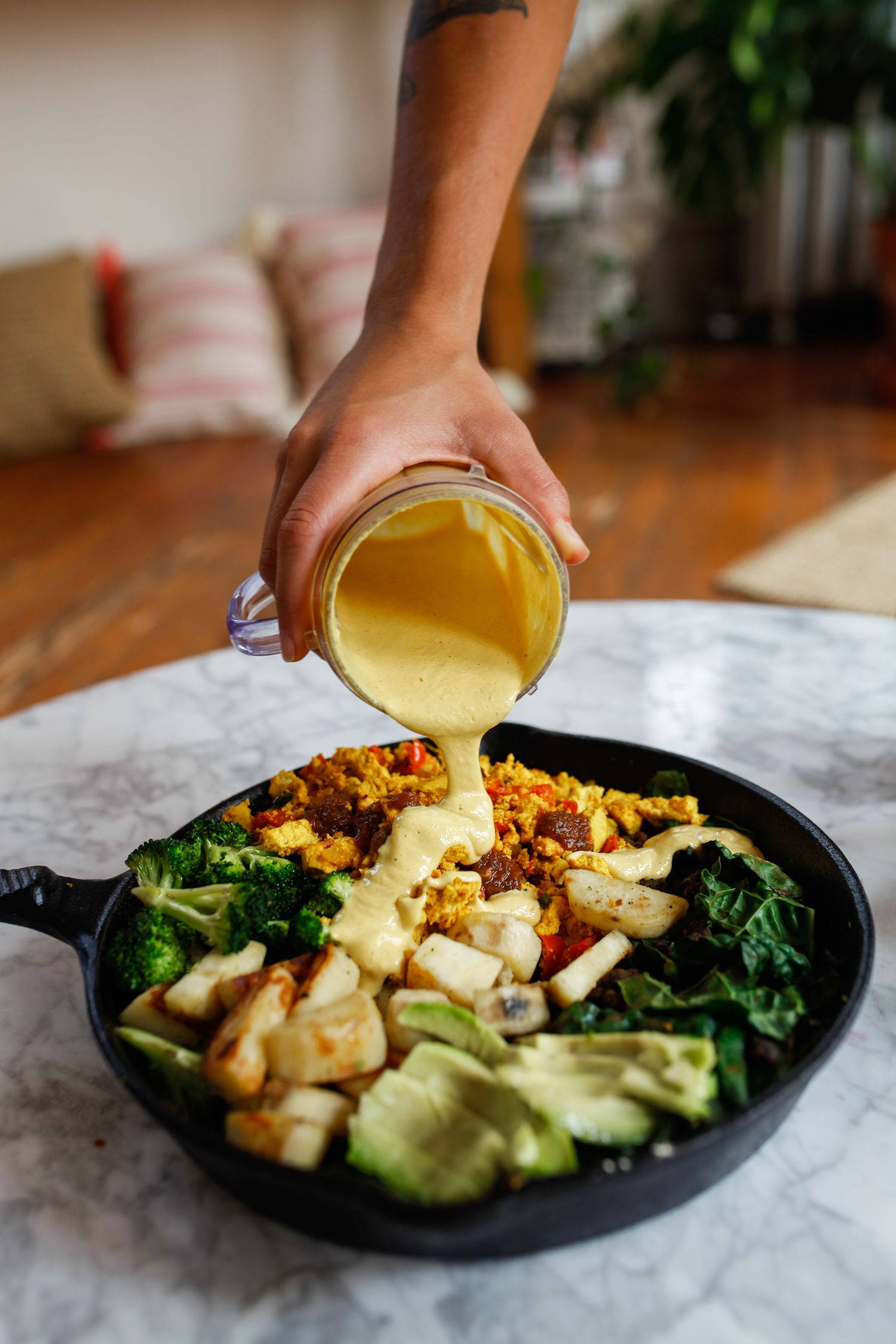 Vegan Breakfast Bowl Savory
 Vegan Breakfast Bowl with Tahini Turmeric Sauce