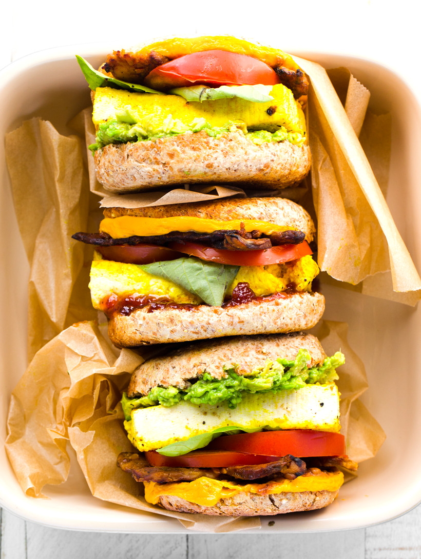 Vegan Breakfast Sandwich
 Vegan Breakfast Sandwiches with "Eggy" Tofu and All the