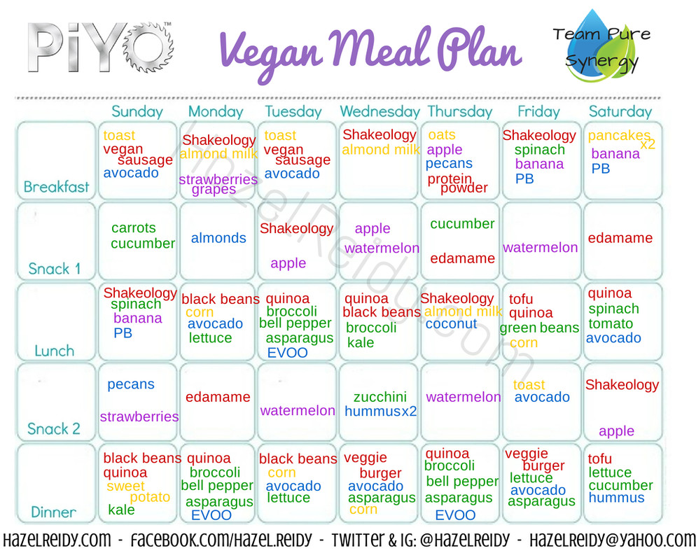 Vegan Diet Plan 21 Days
 PiYo vegan meal plan Considering doing the vegan