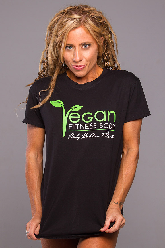 Vegan Fitness Model
 Vegan Fitness Body T Shirt – Body Built on Plants Black