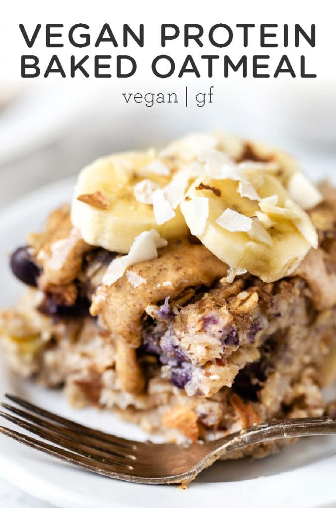 Vegan Protein Baked Oatmeal
 Protein Baked Oatmeal with Bananas and Blueberries