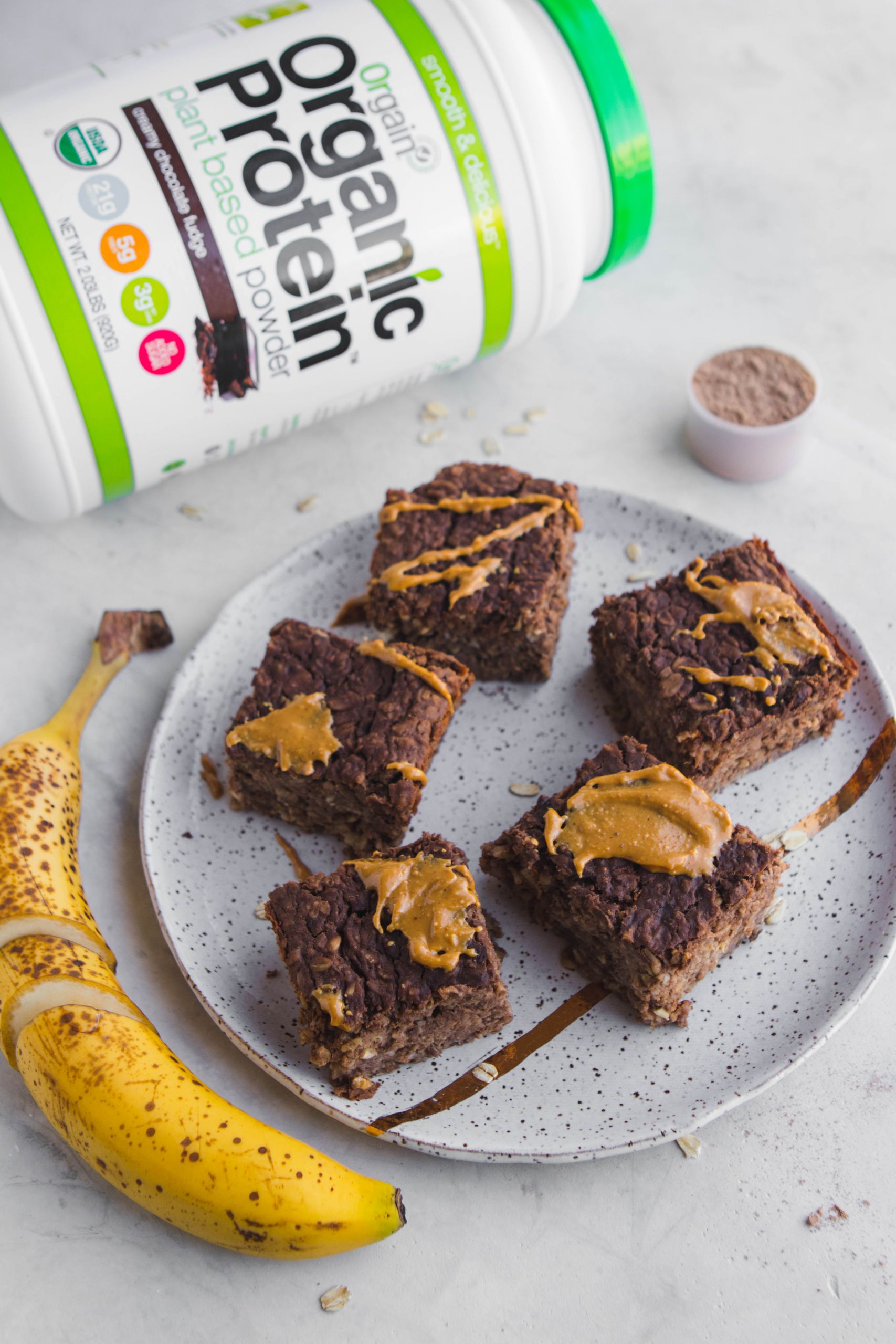 Vegan Protein Baked Oatmeal
 Chocolate Peanut Butter & Banana Baked Oatmeal From My Bowl