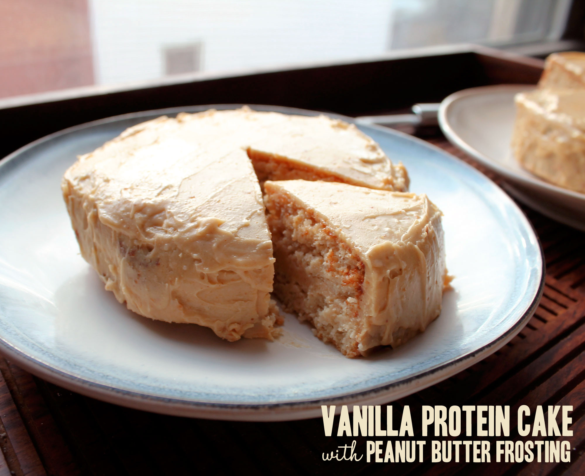 Vegan Protein Cake
 Vanilla Protein Cake with Peanut Butter Frosting [vegan