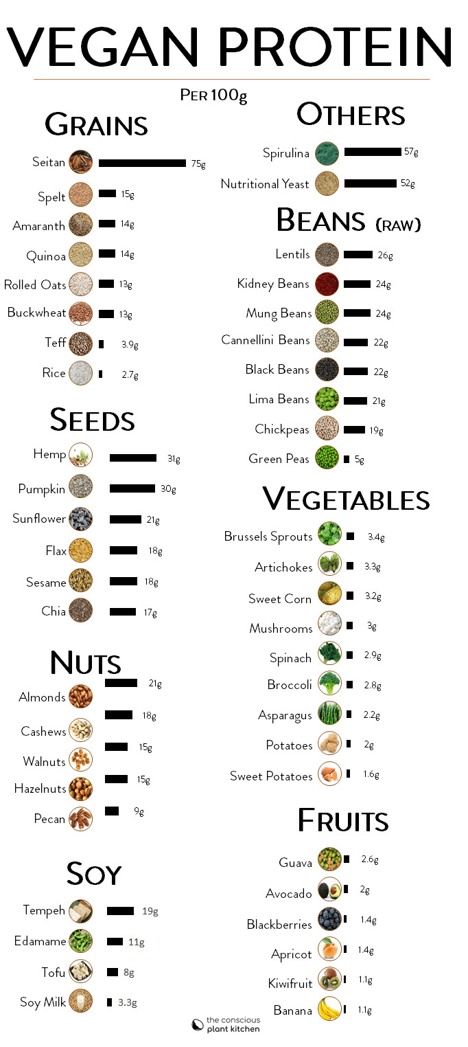 Vegan Protein Chart
 Vegan protein source chart The Conscious Plant Kitchen