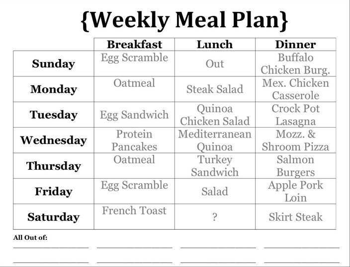 Weekly Weight Loss Meal Plan
 Pin on Weight Loss Diet Plans