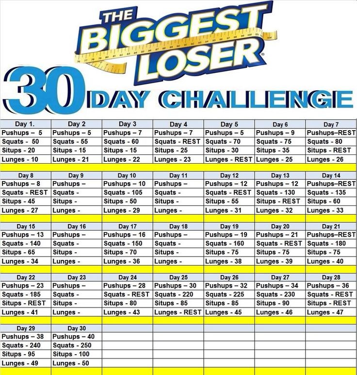 Weight Loss Exercise Challenge
 Biggest Loser 30 day Challenge Health