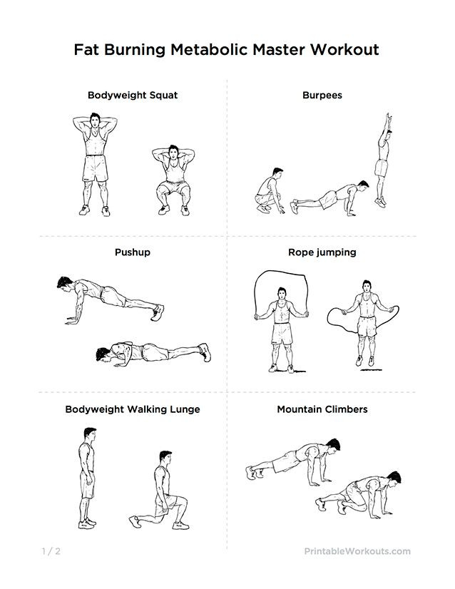 Weight Loss Exercises Gym Fat Burning
 Fat Burning "Metabolic Master" Printable Exercise Plan for