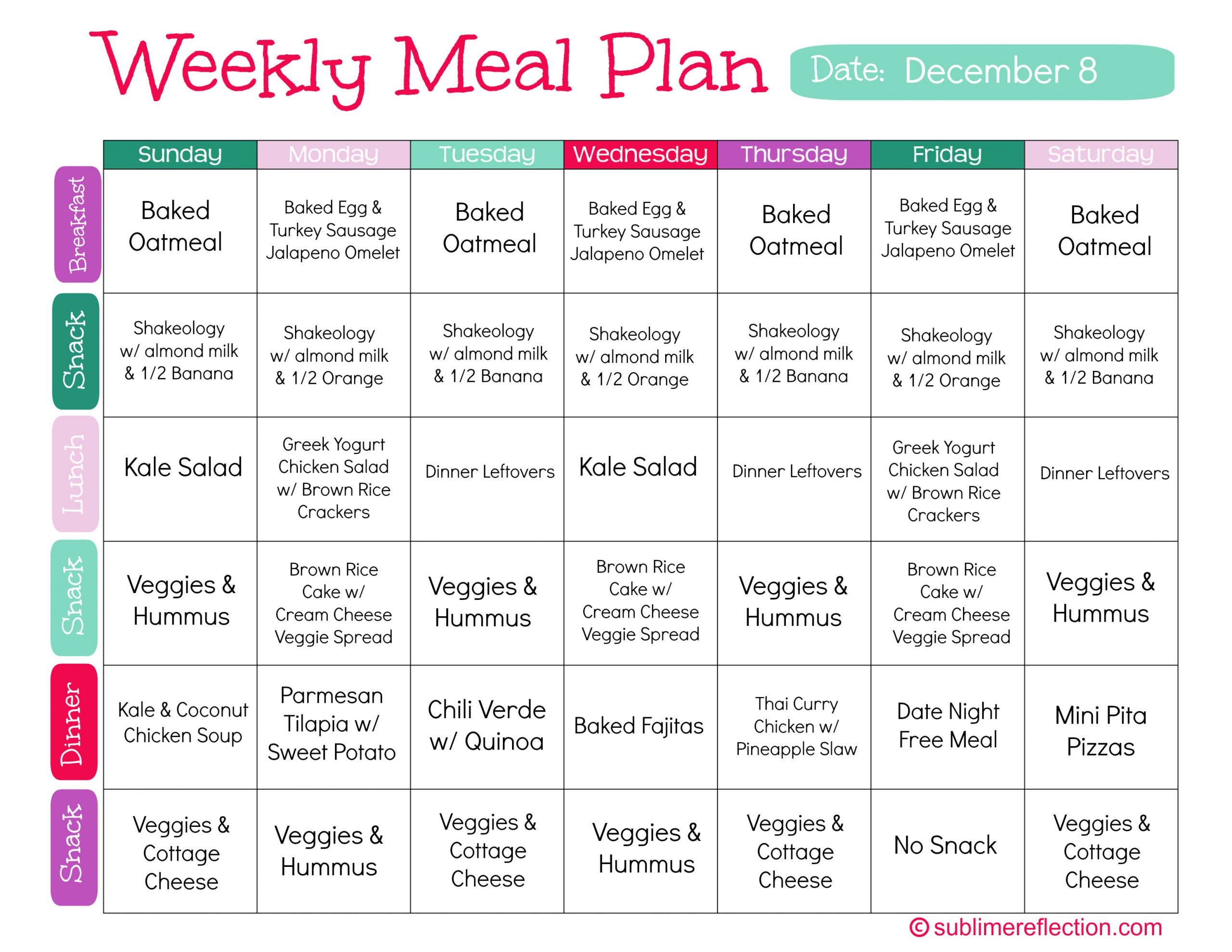 Weight Loss Meal Plans For Women 12 Weeks
 Clean Eating Meal Plan 1 Sublime Reflection