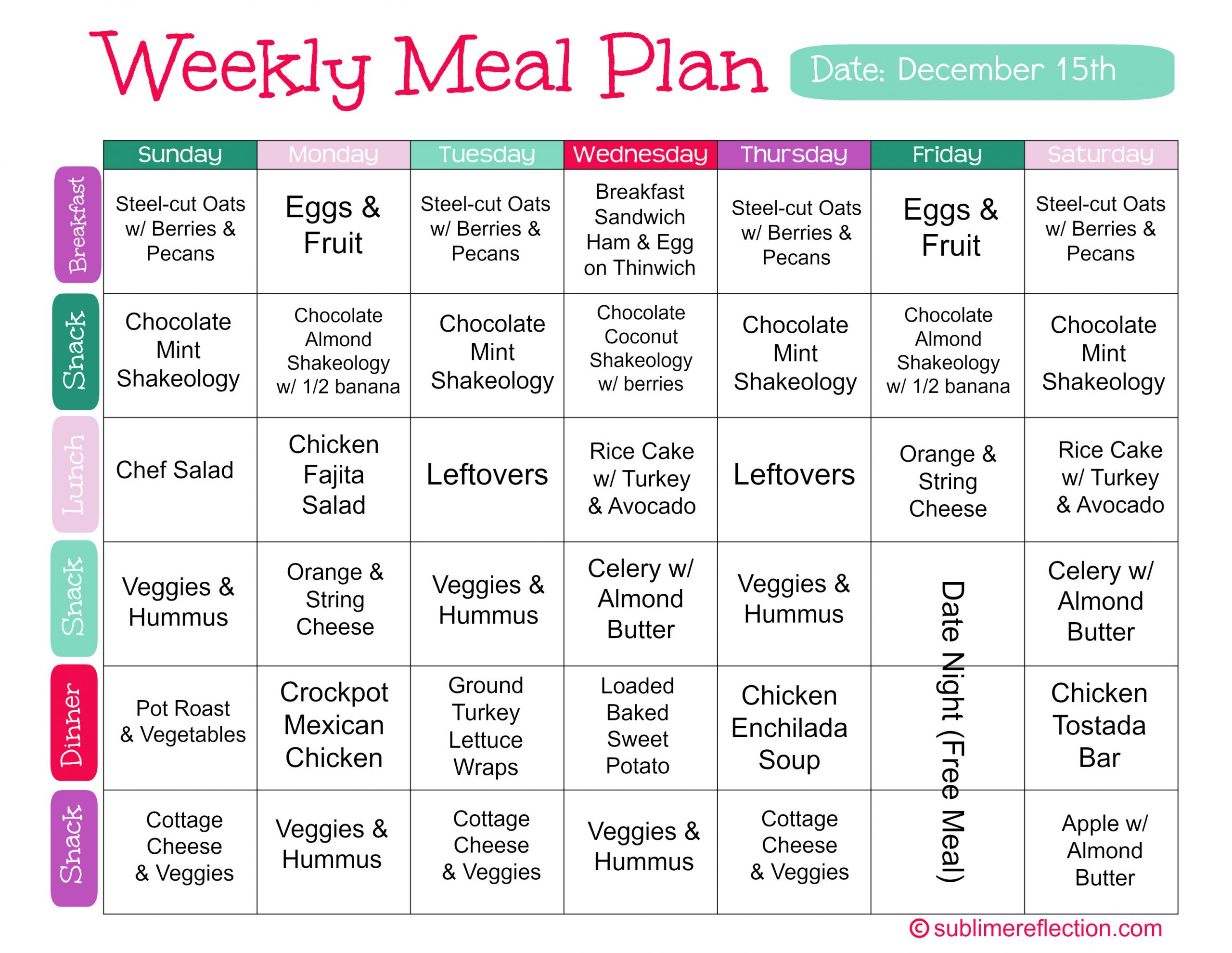 Weight Loss Meal Plans For Women Clean Eating
 Clean Eating Meal Plan 2 Sublime Reflection